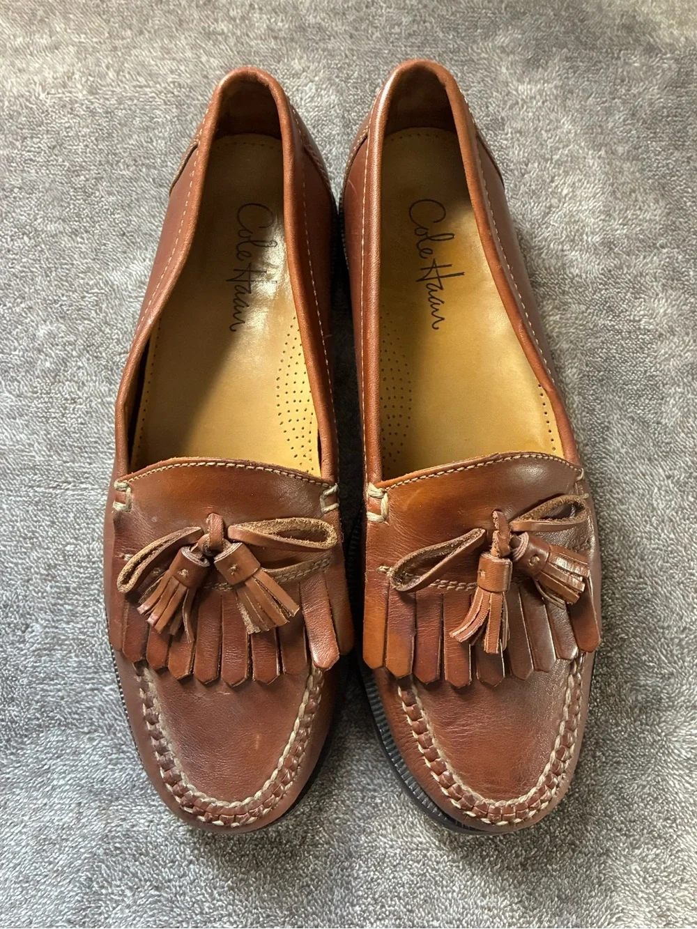 Cole Haan Dwight Tan Leather Tassel Kiltie Loafers Men’s Size 11 Preppy Academia